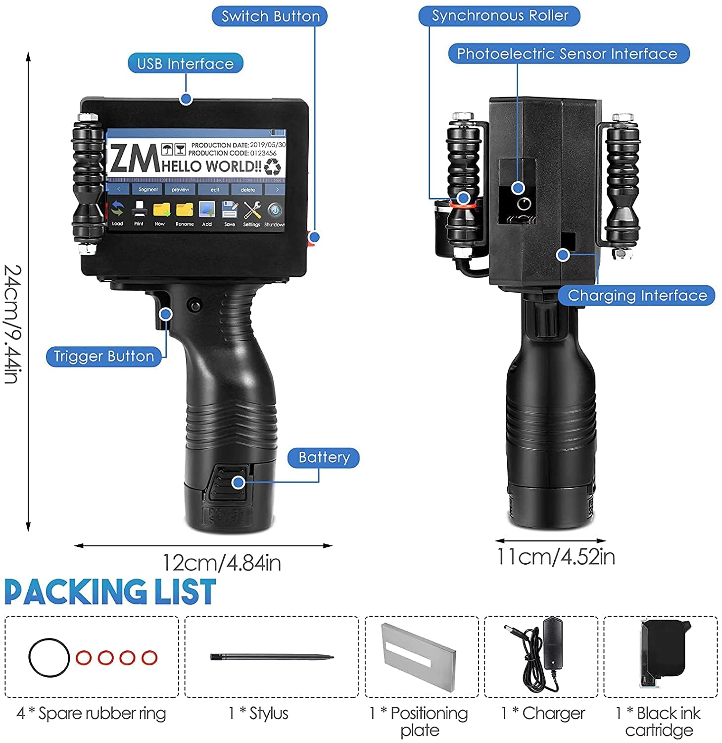 ハンディー刻印機　hamdheld inkjet printer Portable Smart Handheld Inkjet Printer Date/QR Code/Logo